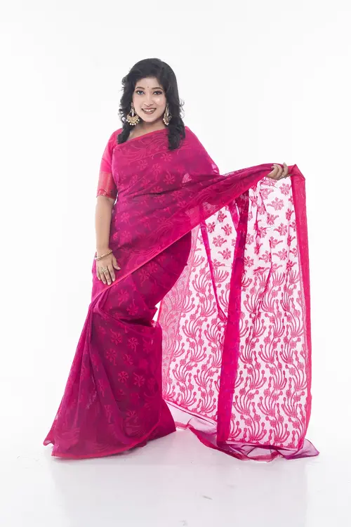 Flickere Outfit Half-Silk Saree in Purple Red