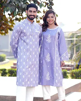 Coordinated Lavender Blue Couple Combo Set - EEW-FC-2003B