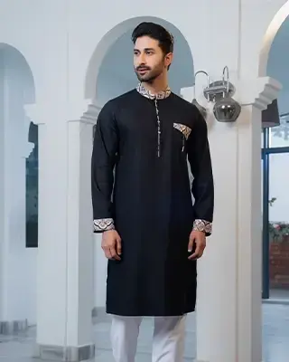 Elegant Black Man Panjabi Set – 12