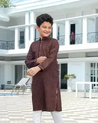 Majestic  Black Brown Boys’ Panjabi – Elegant & Comfortable Festive Wear