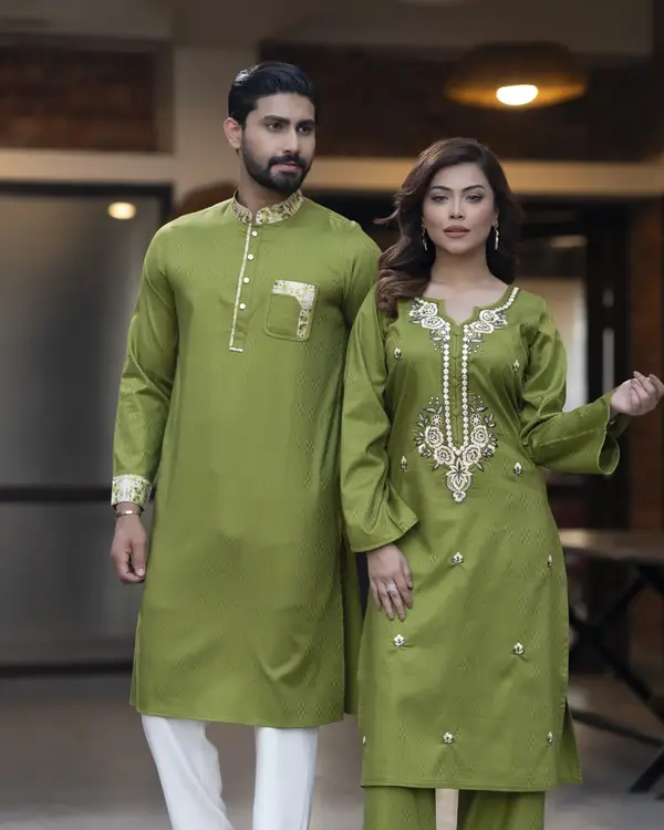 Matching Dark Olive Green Couple Set -  EEW-FC- 2005