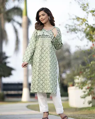 Sage Green Embroidered Kurti Set –EEW-FC–2002B