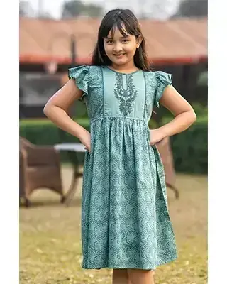 Baby  Girls' Embroidered Frock – Festive & Stylish-1605A