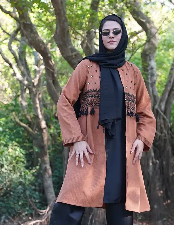 Orange Embroidered Tassel Long Shrug(LES-1922B)