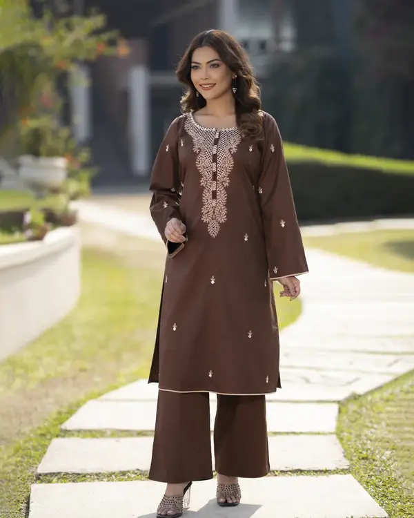Women’s Festive Coffee Brown Two-Piece Kurti Set EEW-FC- 2004A