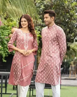 Elegant Couple Set – Cotton Tencel in Soft Rose Pink -  1701A