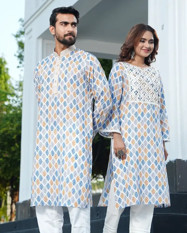 Elegant Cotton Tencel Couple Set – Timeless Tradition with a Modern Touch