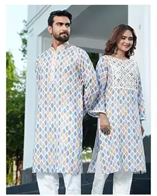 Elegant Cotton Tencel Couple Set – Timeless Tradition with a Modern Touch