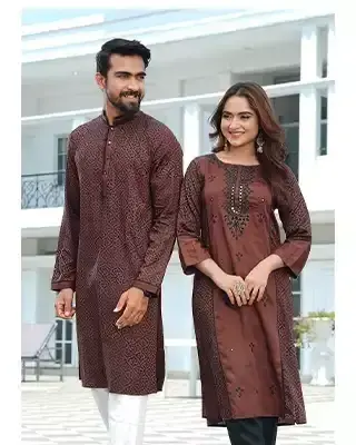 Elegant Matching Couple Set – Traditional Panjabi & Kurti Ensemble