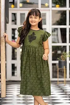 Olive Harmony Baby Girls' Embroidered Frock-EEW-FC– 1702B