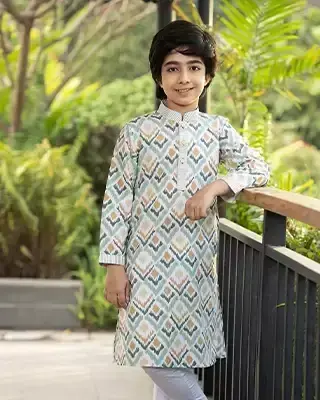 Ivory Color Boys’ Panjabi – Elegant & Comfortable Festive Wear FC-1607