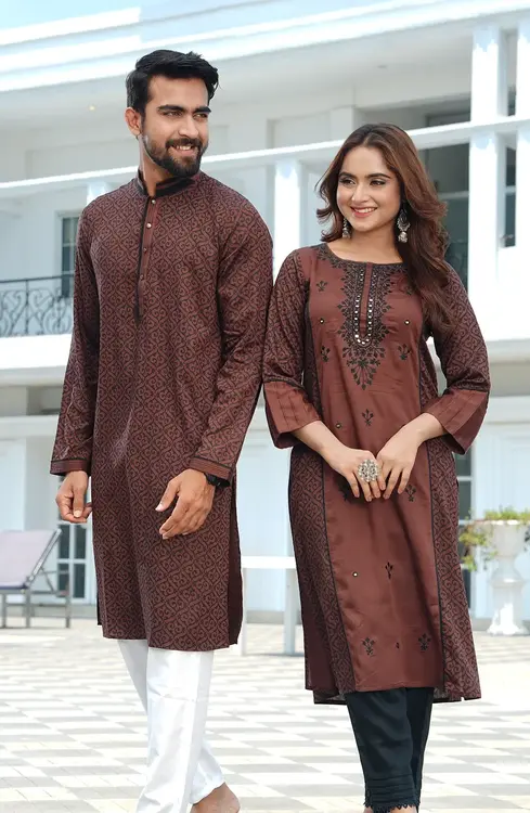 Elegant Matching Couple Set – Traditional Panjabi & Kurti Ensemble