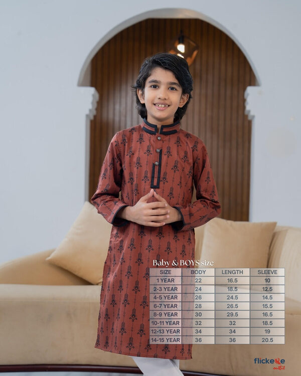 Rusty Red Boys’ Panjabi – Elegant & Comfortable Festive Wear-EEW-FC-1606B