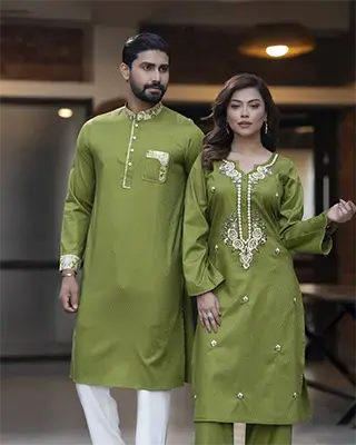 Matching Dark Olive Green Couple Set -  EEW-FC- 2005