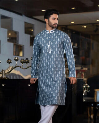 Slate Gray Elegance Mans Panjabi -EEW-FC-1606A