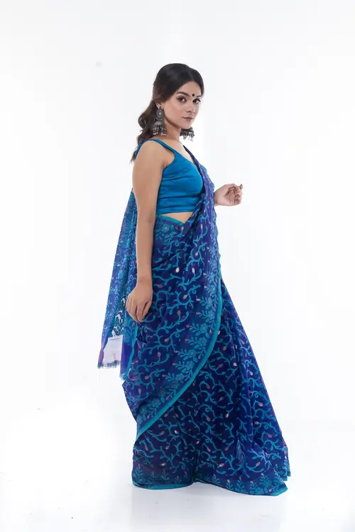 Flickere Outfit Half-Silk Saree in Regal Blue