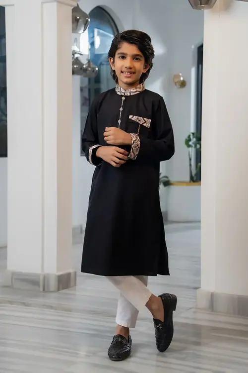 Majestic Blacka Boys’ Panjabi – Elegant & Comfortable Festive Wear-Set-12