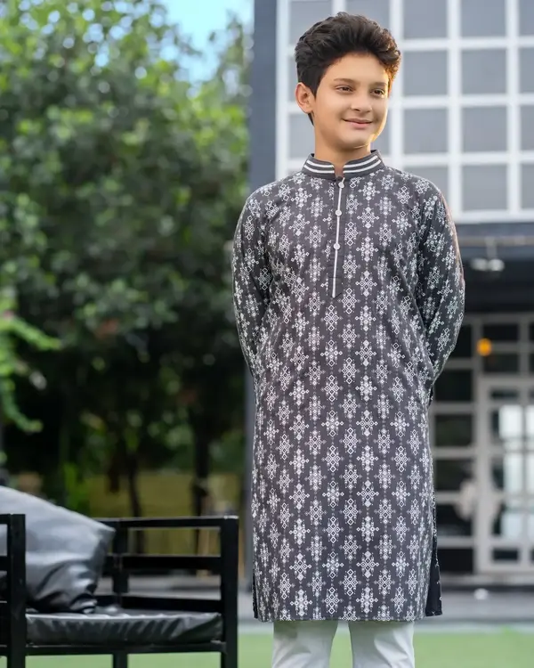Stylish Charcoal Grey Baby Boy Panjabi