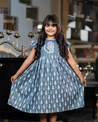 Slate Gray Elegance Baby Girl Frock -EEW-FC-1606A