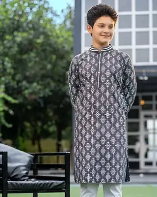 Stylish Charcoal Grey Baby Boy Panjabi