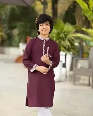 Majestic Maroon Boys’ Panjabi – Elegant & Comfortable Festive Wear