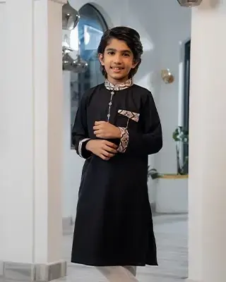 Majestic Blacka Boys’ Panjabi – Elegant & Comfortable Festive Wear-Set-12